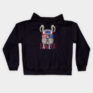 Llamerica Llama Merica Flag 4th Of July Kids Hoodie